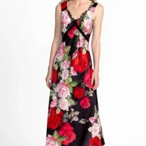 Johnny Was Joyelle Bias Slip Midi Dress Rose Floral Print Size Medium NWT